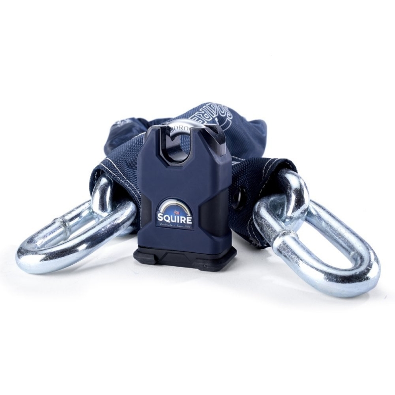squire massiv sold secure gold 50 boron 10mm closed shackle lock with 14mm x 1,2m chain
